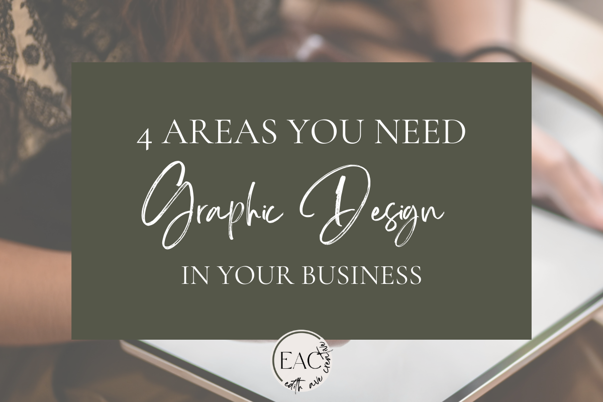 graphic has a picture of a person drawing on a tablet with the words " 4 areas you need graphic design in your business" in the foreground.