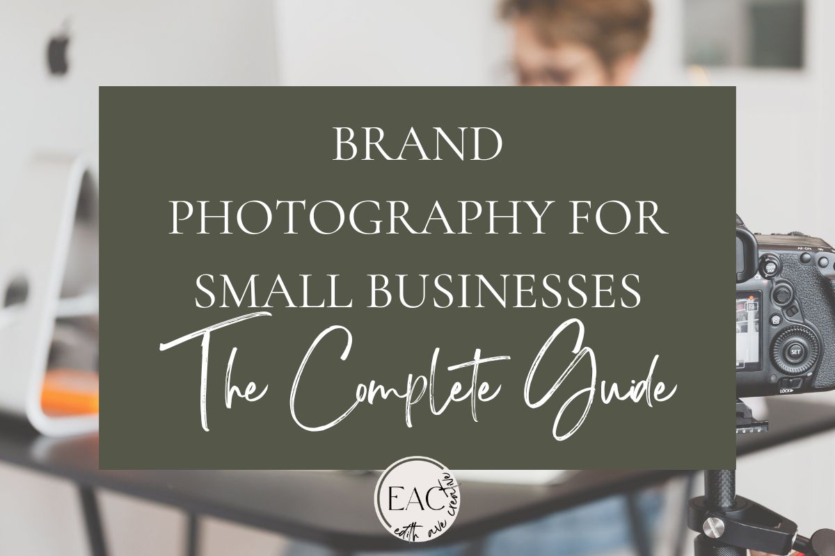 A small business owner is sitting at the desk in the background. In the foreground, you see a camera set up for her branding photography session.